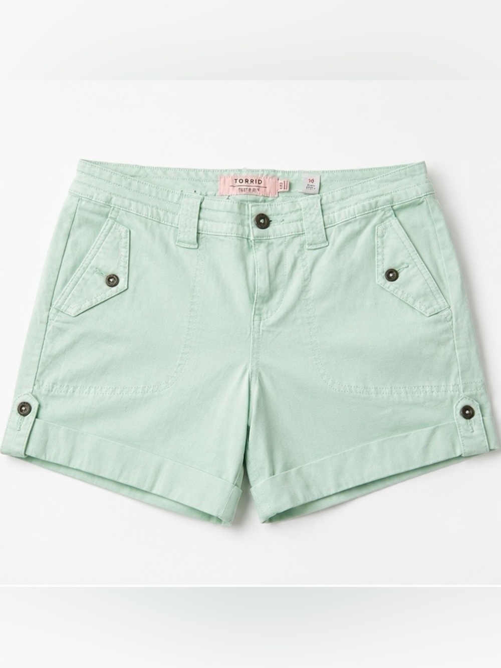 Torrid First At Fit Mint Green Military Shorts Size 10 NWT Cargo Utility